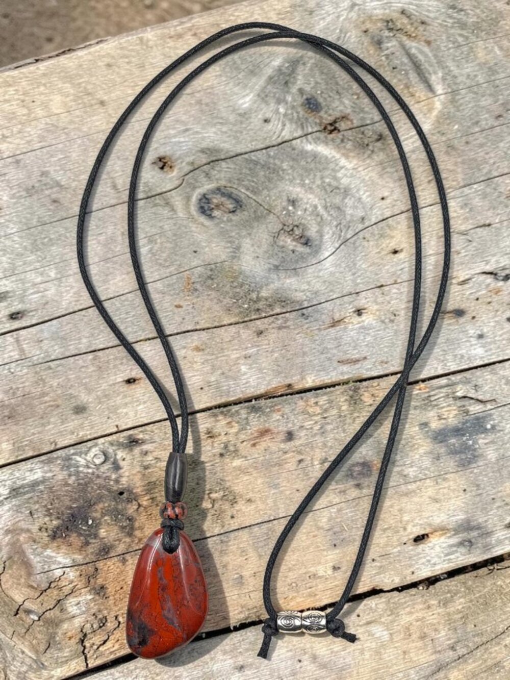 Brecciated Jasper Gemstone Pendant Red Black | Handmade - Picture 6 of 7